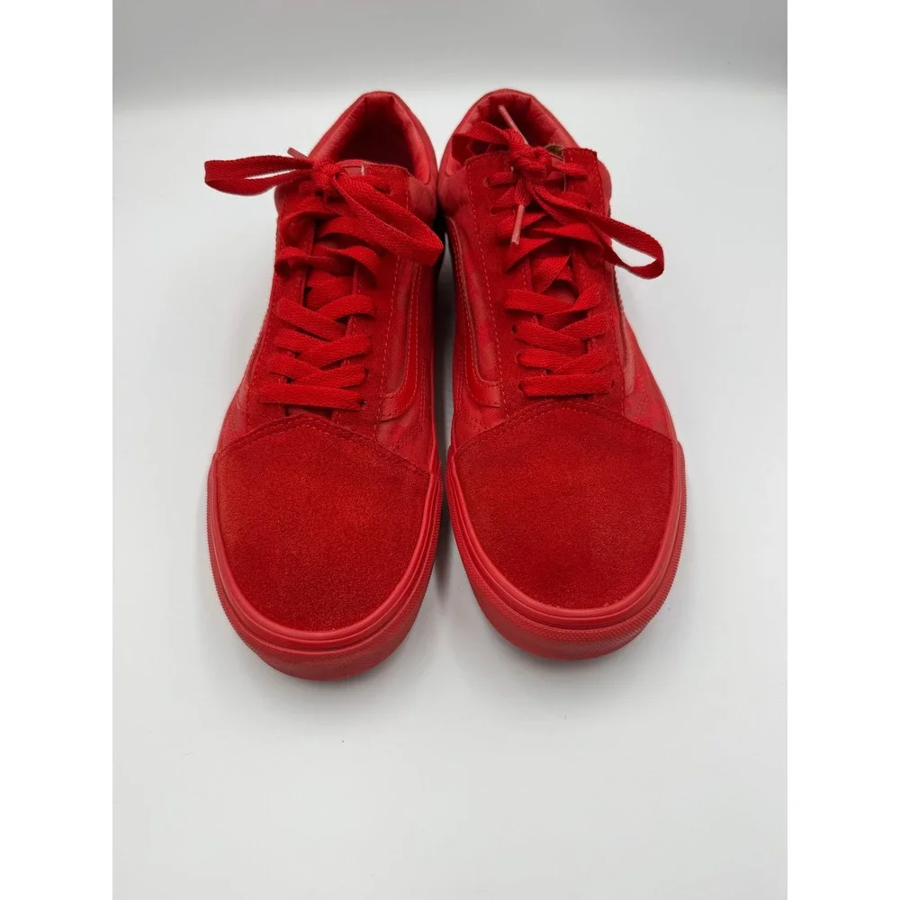 Vans Sneakers 721356 Old Skool Triple Red Mens 10.5 Suede Canvas Checkerboard